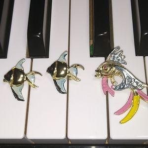 Vintage Enamel Fish Brooches